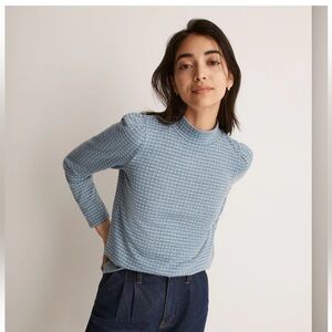 Madewell Jacquard Puff-Sleeve Mockneck Top
Size Small